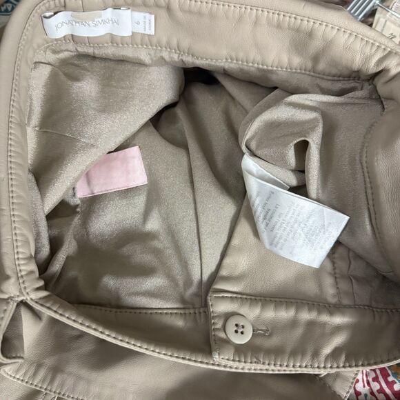 Jonathan Simkhai Tessa Vegan Leather Pants Womens 6 Tie Waist in Egret Khaki - Picture 16 of 16